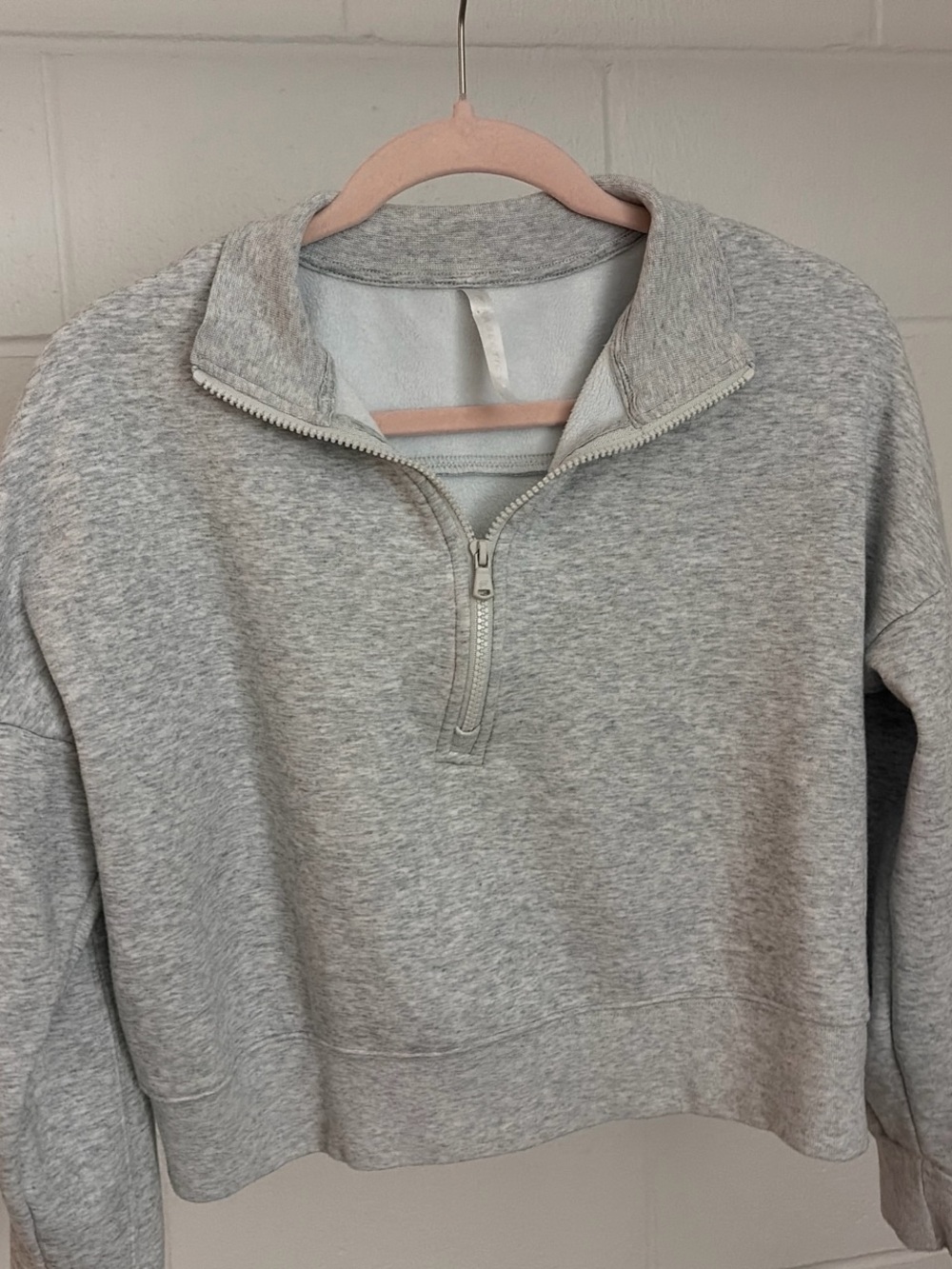Fabletics Light Grey Women's Half-Zip Pullover